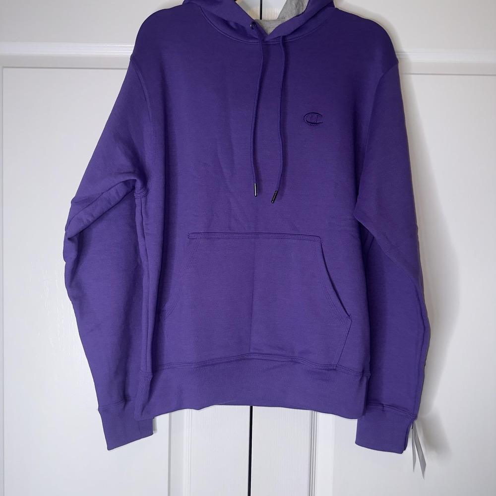 Champion Hoodie Mens Small Purple Powerblend Fleece Pullover Kangaroo Pocket